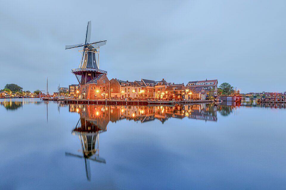 Windmill De Adriaan on the Spaarne river in Haarlem