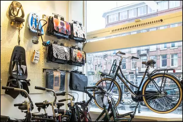 black bikes bike bags vondelpark