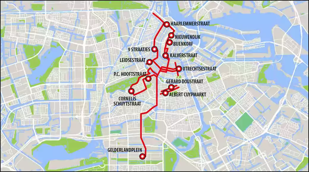 bike map of the best shops in amsterdam