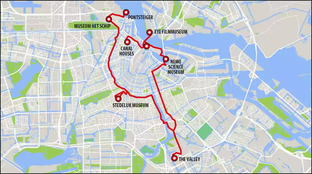 bike tour maps of amsterdams architecture